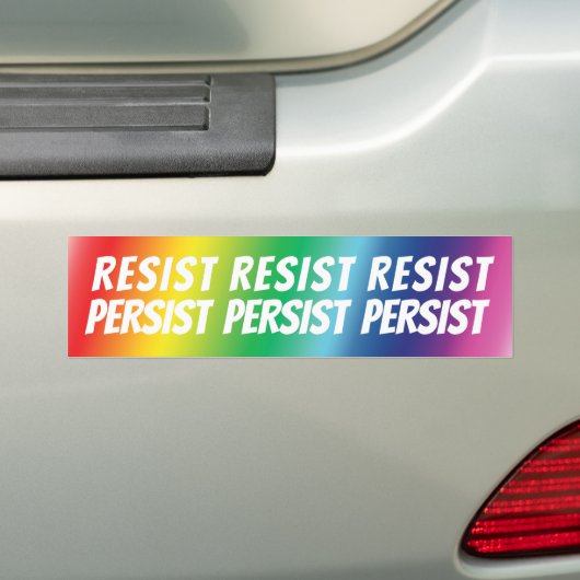 " resiist persiist " - witte letters - pride lgbtq bumpersticker (Op auto)