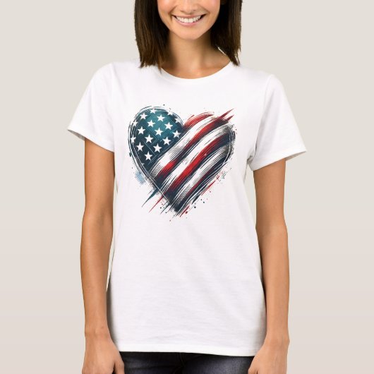 Resilient American Heart - Distressed Flag Design T-shirt (Voorkant)