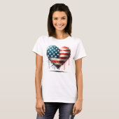 Resilient American Heart - Distressed Flag Design T-shirt (Voorkant volledig)