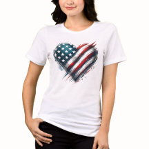 Resilient American Heart - Distressed Flag Design