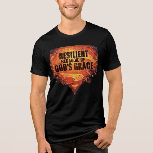 Resilient Because of God’s Grace-Super Powers Tri-Blend Shirt (Voorkant)