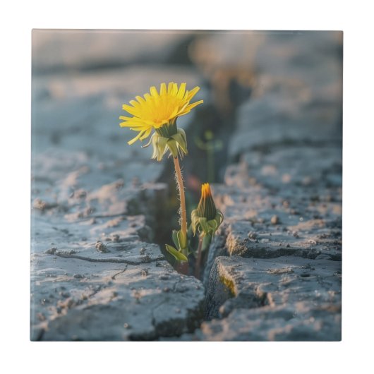 Resilient Dandelion Ceramic Tile Tegeltje (Voorkant)