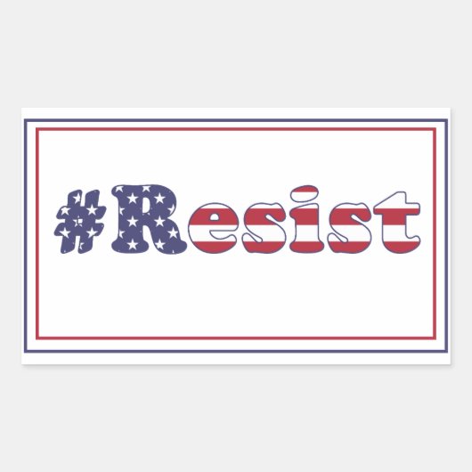 Resist - American Flag Typography Protest Rechthoekige Sticker (Voorkant)