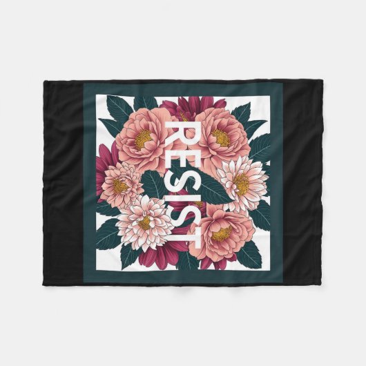 Resist - Anti Trump Floral Political Protest  Fleece Deken (Voorkant (Horizontaal))