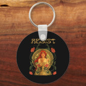 Resist Art Nouveau Mucha Anti-trump Women Feminist Sleutelhanger (Voorkant)