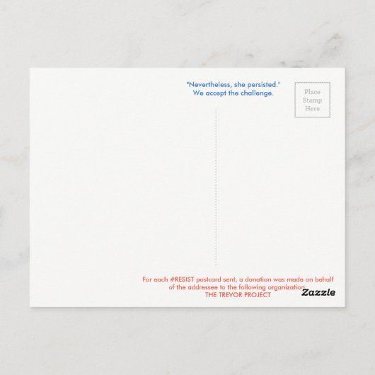 #RESIST Briefkaart—JULY TREVOR Briefkaart (Achterkant)