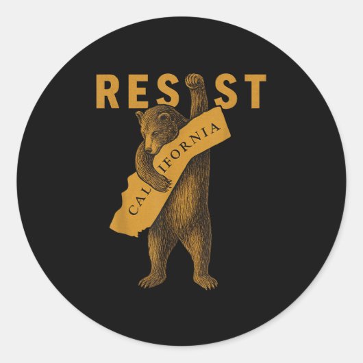 Resist California Bear  Ronde Sticker (Voorkant)