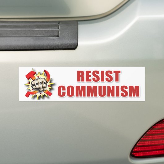 RESIST COMMUNISM Smashed Hammer and Sickle Pro USA Bumpersticker (Op auto)
