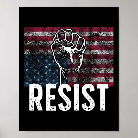 Resist Distressed Upside Down American Flag Usa  Poster (Voorkant)