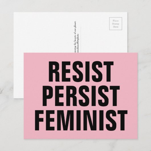 Resist Feminist Resistance Pink Briefkaart (Voorkant / Achterkant)