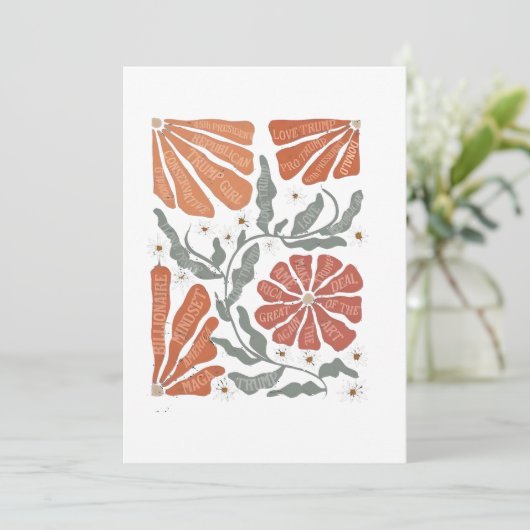 RESIST Floral Anti Trump Politiek Protest Feestdagenkaart (Staand voorkant)