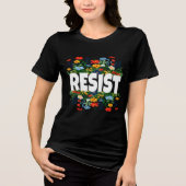 RESIST Floral Anti Trump Politiek Protest Tri-Blend Shirt (Voorkant)