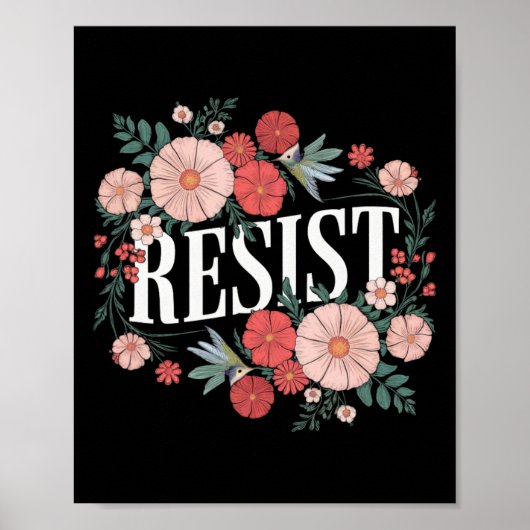 Resist Floral Protest Trump Anti Trump Poster (Voorkant)