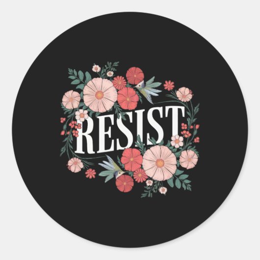 Resist Floral Protest Trump Anti Trump  Ronde Sticker (Voorkant)