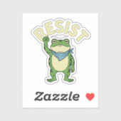 Resist Frog Illustration STICKER, Cute Protest Fro Sticker (Vel)