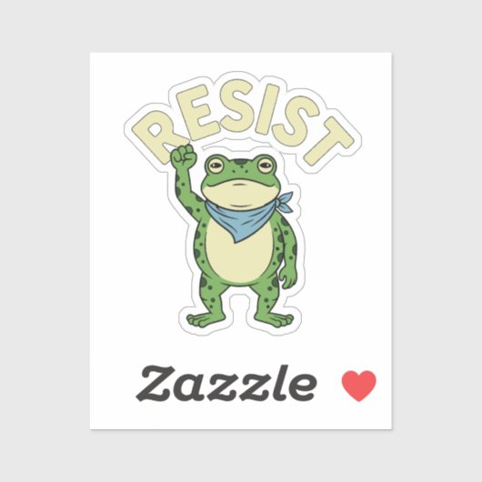 Resist Frog Illustration STICKER, Cute Protest Fro Sticker (Vel)