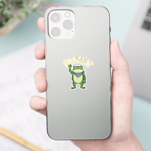 Resist Frog Illustration STICKER, Cute Protest Fro Sticker (Telefoon)