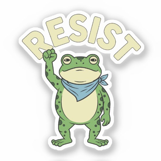 Resist Frog Illustration STICKER, Cute Protest Fro Sticker (Voorkant)