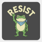 Resist Frog Illustration STICKER, Cute Protest Fro Vierkante Sticker (Voorkant)