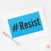 #Resist, gedurfde zwarte tekst op helderblauwe sti Rechthoekige Sticker (Envelop)