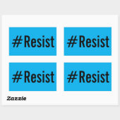 #Resist, gedurfde zwarte tekst op helderblauwe sti Rechthoekige Sticker (Vel)