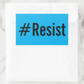 #Resist, gedurfde zwarte tekst op helderblauwe sti Rechthoekige Sticker (Tas)