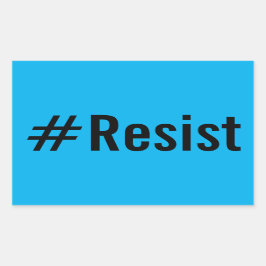 #Resist, gedurfde zwarte tekst op helderblauwe sti Rechthoekige Sticker