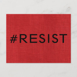#Resist, gedurfde zwarte tekst op rood linnen Foto Briefkaart