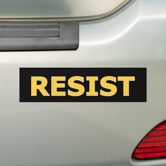 RESIST - Geel op zwart Bumpersticker (Op auto)