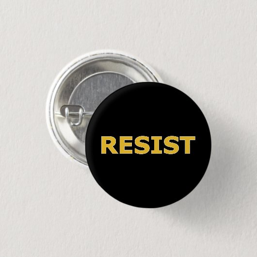 RESIST - Geel op zwart Ronde Button 3,2 Cm (Voorkant /achterkant)