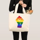 #Resist LGBT Rainbow Fist Protest Grote Tote Bag (Voorkant (product))