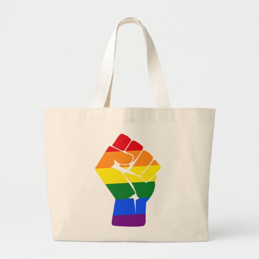 #Resist LGBT Rainbow Fist Protest Grote Tote Bag (Voorkant)