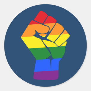 #Resist LGBT Rainbow Fist Protest Ronde Sticker