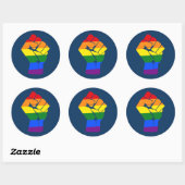 #Resist LGBT Rainbow Fist Protest Ronde Sticker (Vel)