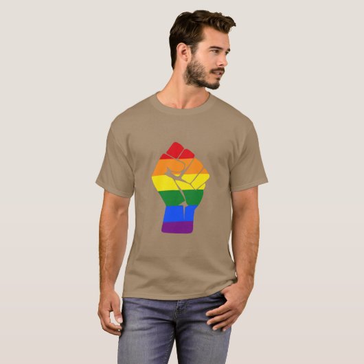 #Resist LGBT Rainbow Fist Protest T-shirt (Voorkant volledig)