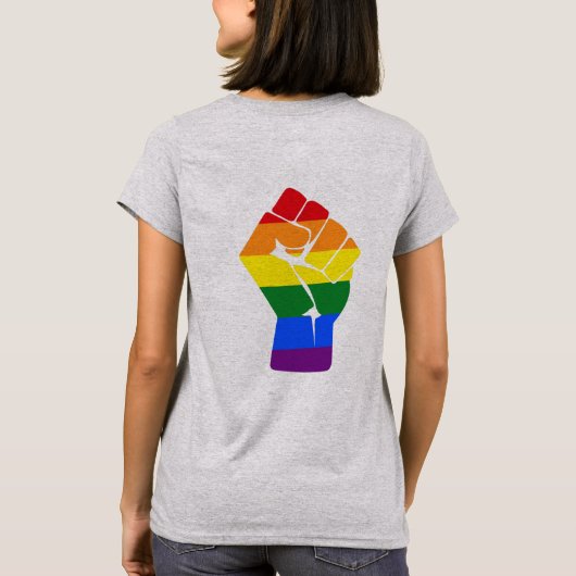 #Resist LGBT Rainbow Fist Protest T-shirt (Achterkant)