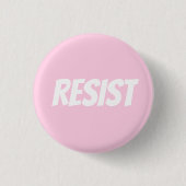 "Resist" light pink white Ronde Button 3,2 Cm (Voorkant)