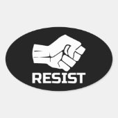 Resist met vuist - in wit 0002 ovale sticker (Voorkant)
