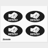 Resist met vuist - in wit 0002 ovale sticker (Vel)