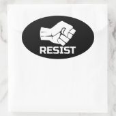 Resist met vuist - in wit 0002 ovale sticker (Tas)