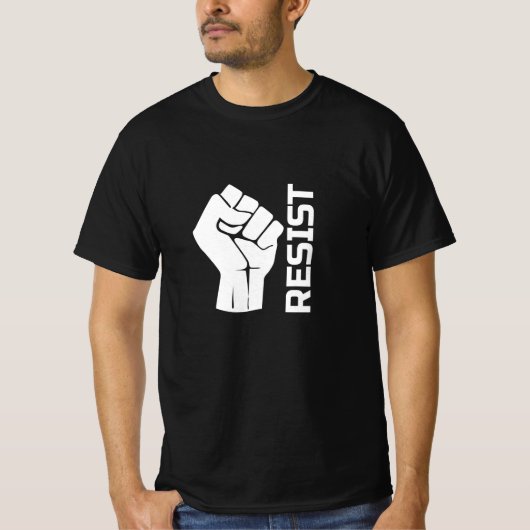 Resist met vuist - in wit 0002 t-shirt (Voorkant)