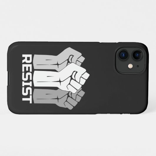 Resist met vuist - in wit 0003 iPhone hoesje (Achterkant horizontaal)