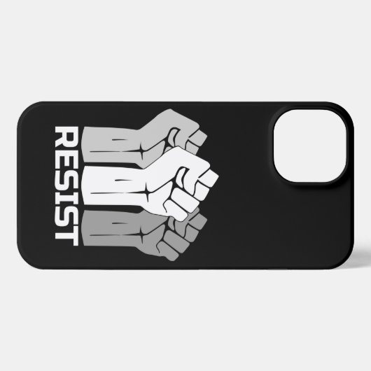 Resist met vuist - in wit 0003 iPhone hoesje (Achterkant horizontaal)