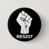 Resist met vuist - in wit ronde button 5,7 cm (Voorkant)