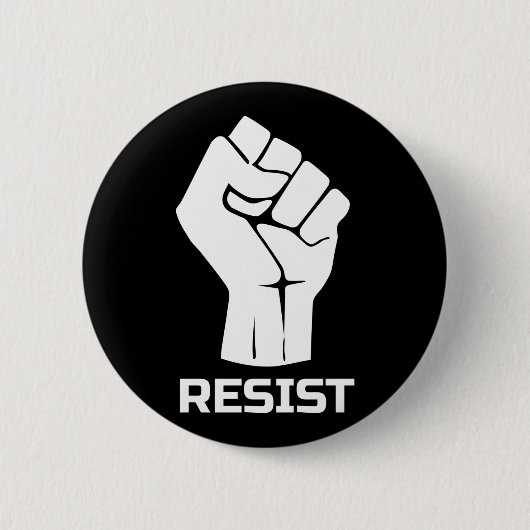 Resist met vuist - in wit ronde button 5,7 cm (Voorkant)