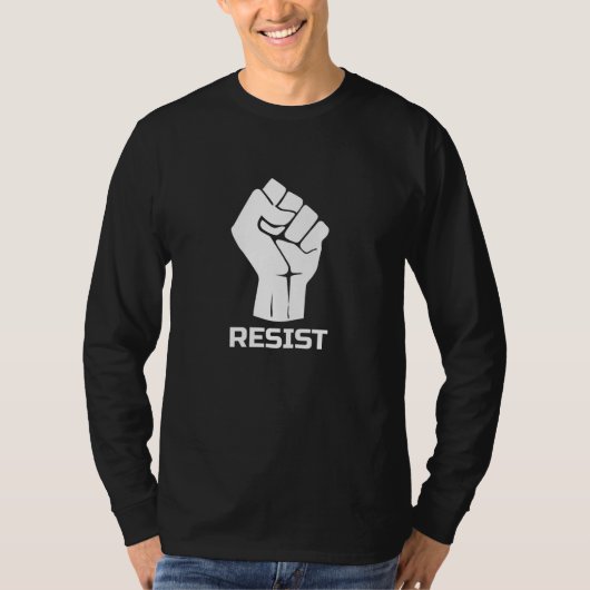 Resist met vuist - in wit t-shirt (Voorkant)
