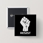 Resist met vuist - in wit vierkante button 5,1 cm (Voorkant /achterkant)