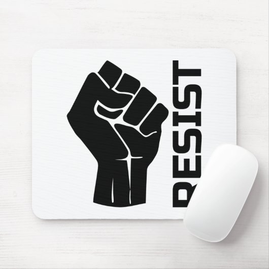 Resist met vuist - in zwart 0002 muismat (Met muis)