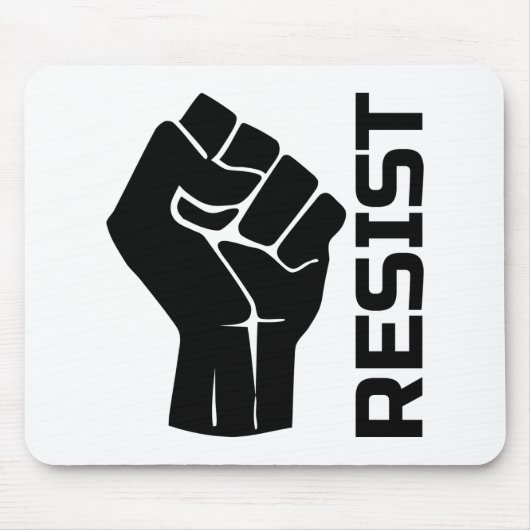 Resist met vuist - in zwart 0002 muismat (Voorkant)