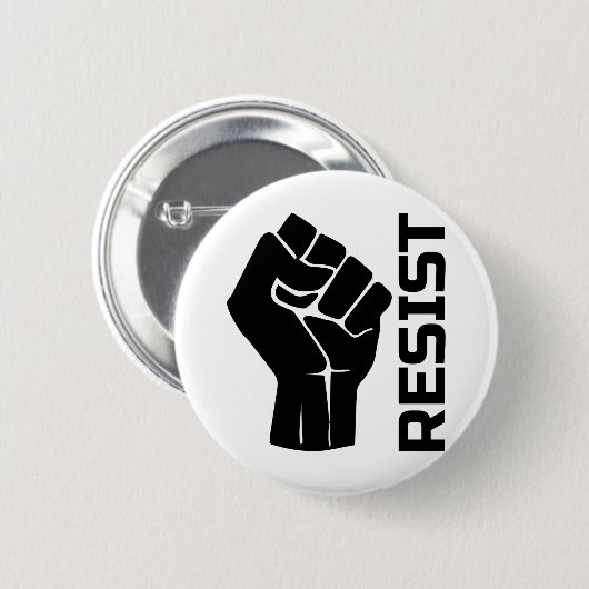 Resist met vuist - in zwart 0002 ronde button 5,7 cm (Voorkant /achterkant)